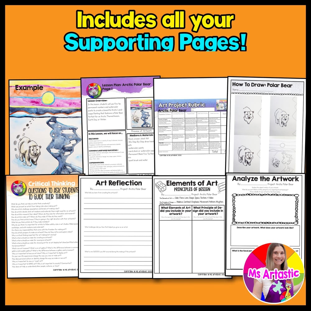 Winter Art Lesson Watercolor Painting Winter Art Project Polar Bear Art Lesson – image 3