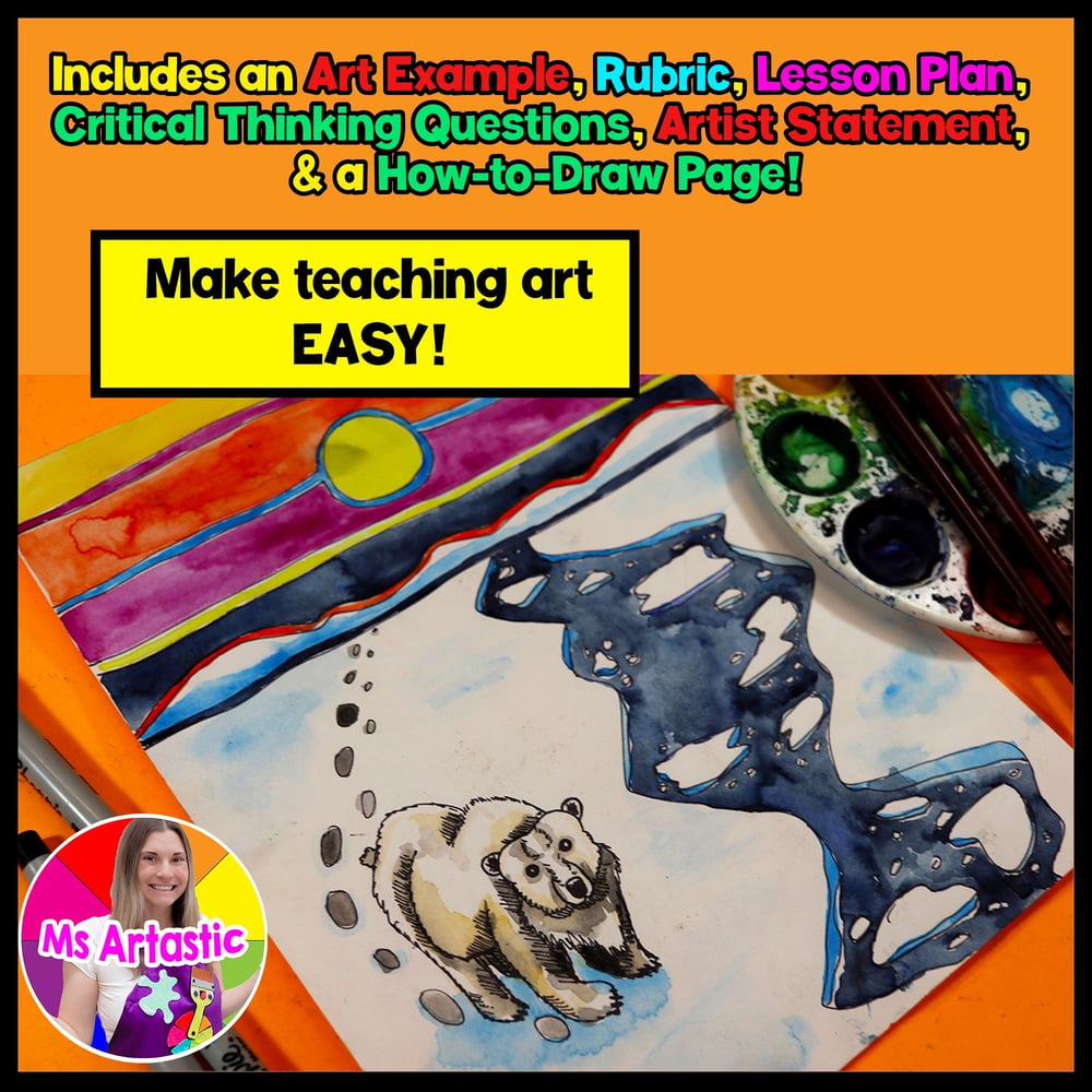 Winter Art Lesson Watercolor Painting Winter Art Project Polar Bear Art Lesson – image 2