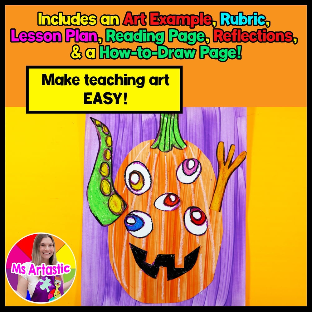Art Project Halloween Art Lesson Monster Jack O Lantern Artwork Art Activity – image 2