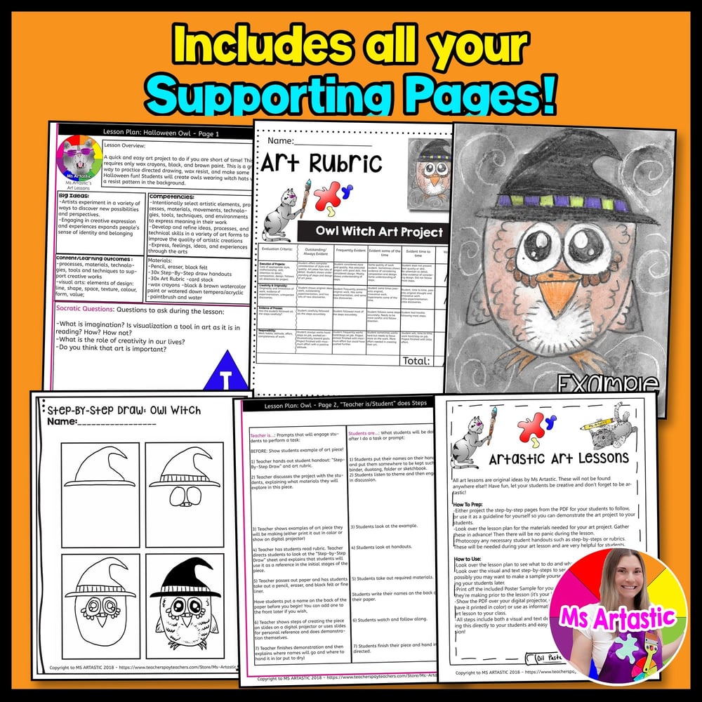 Halloween Art Project Owl Witch Art Activity Halloween Craft Halloween Art – image 3