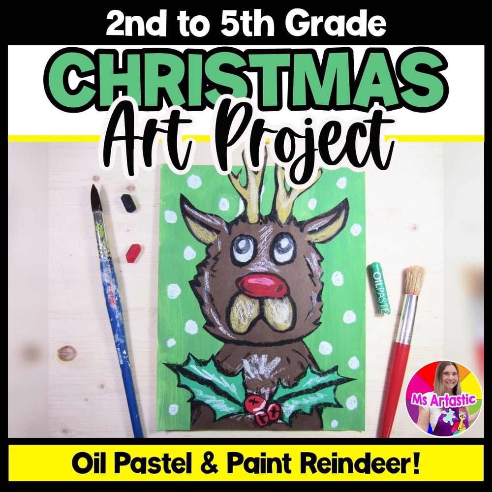 Christmas Art Lesson Reindeer Art Project December Art Activity Craft Winter Art