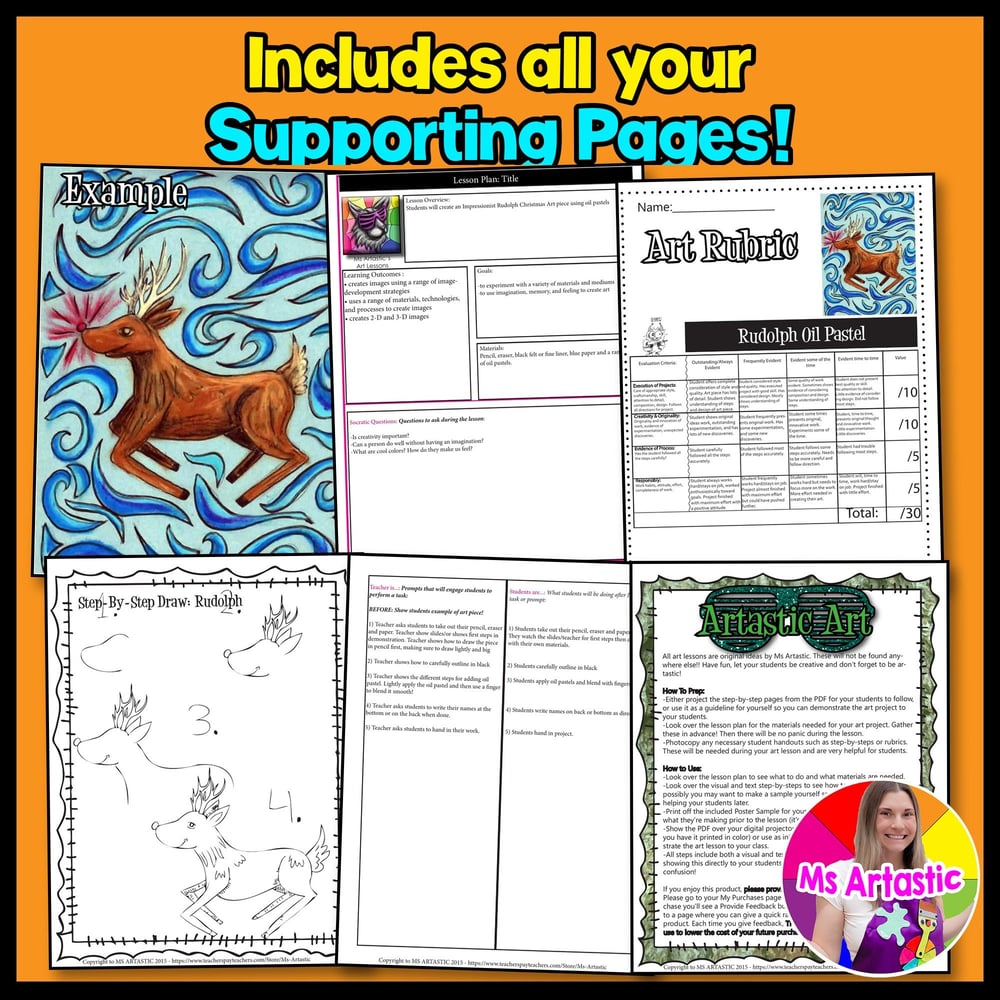 Christmas Art Project Rudolph Art Lesson Christmas Art Lesson Christmas Activity – image 3