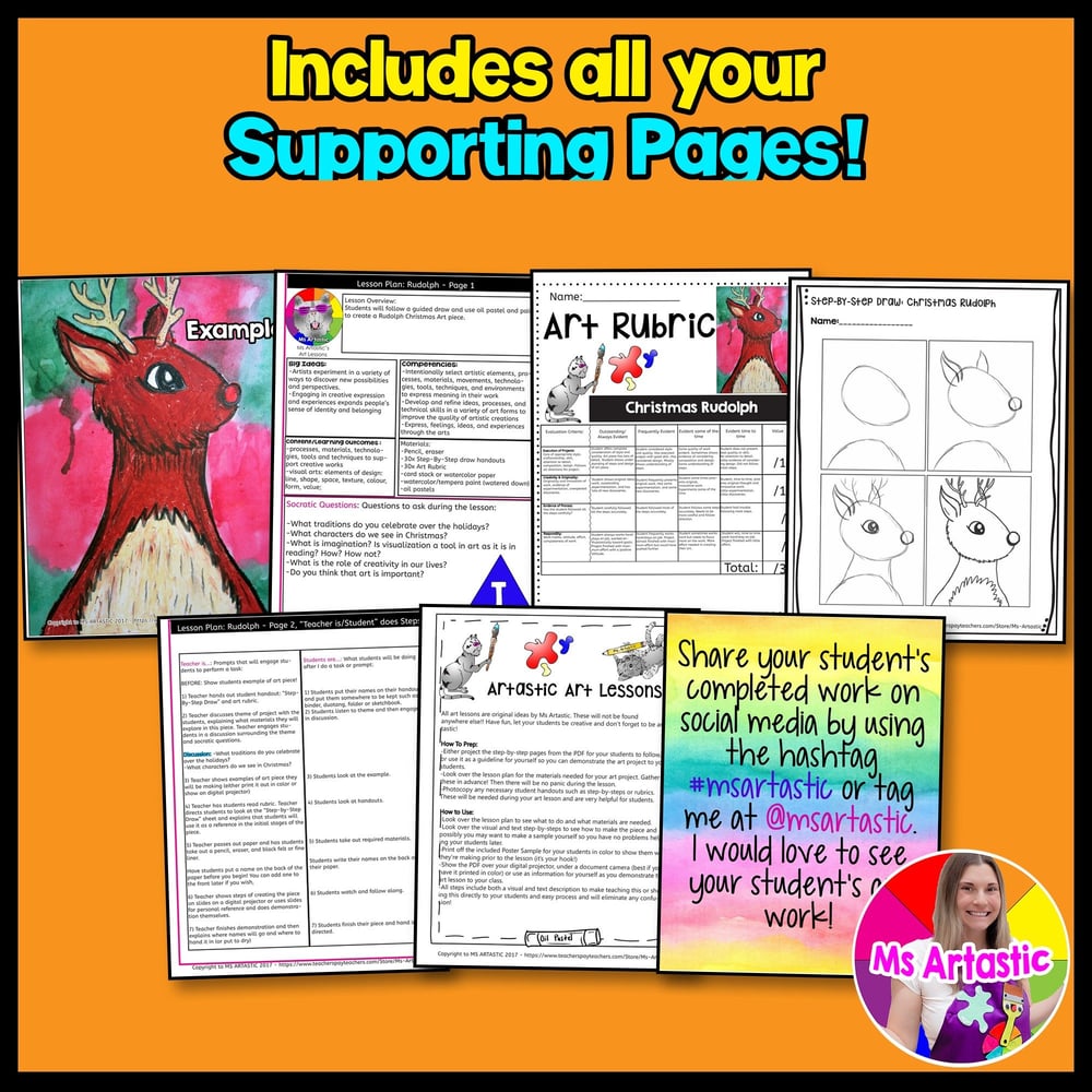 Christmas Art Project Reindeer Art Lesson Christmas Art Activity Reindeer Art – image 3
