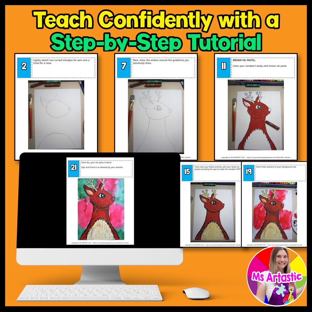 Christmas Art Project Reindeer Art Lesson Christmas Art Activity Reindeer Art – image 4
