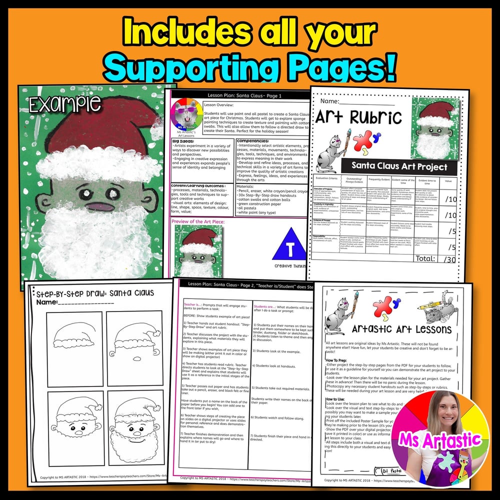 Christmas Art Lesson Santa Claus Art Project Christmas Craft Art Activity – image 3