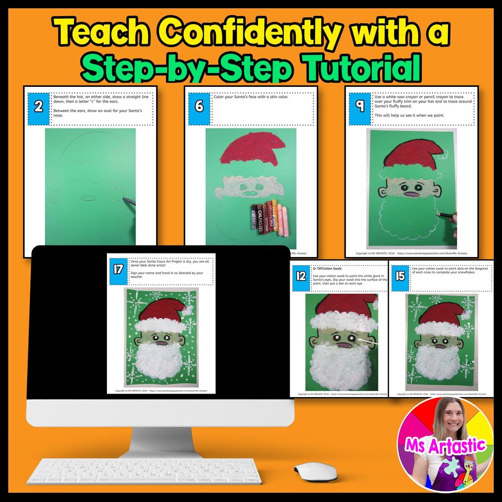 Christmas Art Lesson Santa Claus Art Project Christmas Craft Art Activity – image 4