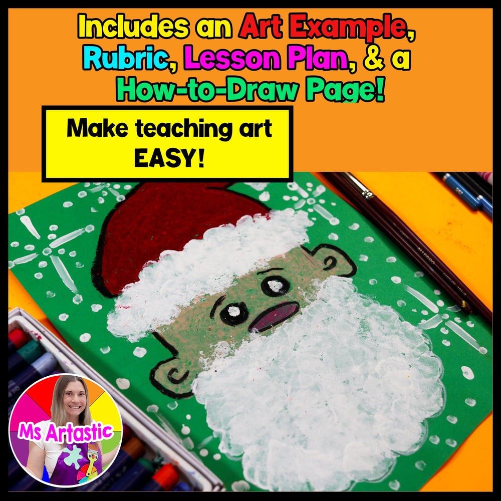 Christmas Art Lesson Santa Claus Art Project Christmas Craft Art Activity – image 2