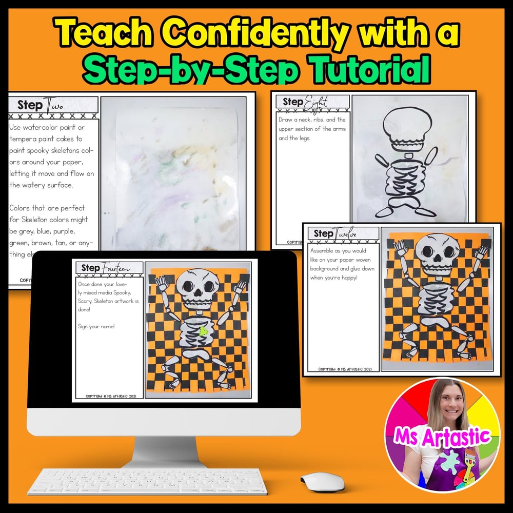 Art Project Halloween Art Lesson Skeleton Paper Weaving Art Activity Elementary – image 4