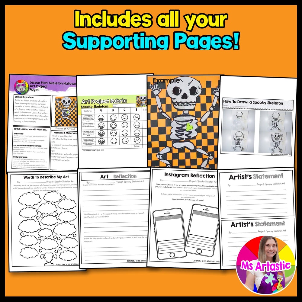 Art Project Halloween Art Lesson Skeleton Paper Weaving Art Activity Elementary – image 3
