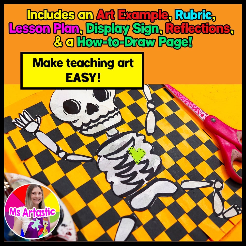 Art Project Halloween Art Lesson Skeleton Paper Weaving Art Activity Elementary – image 2