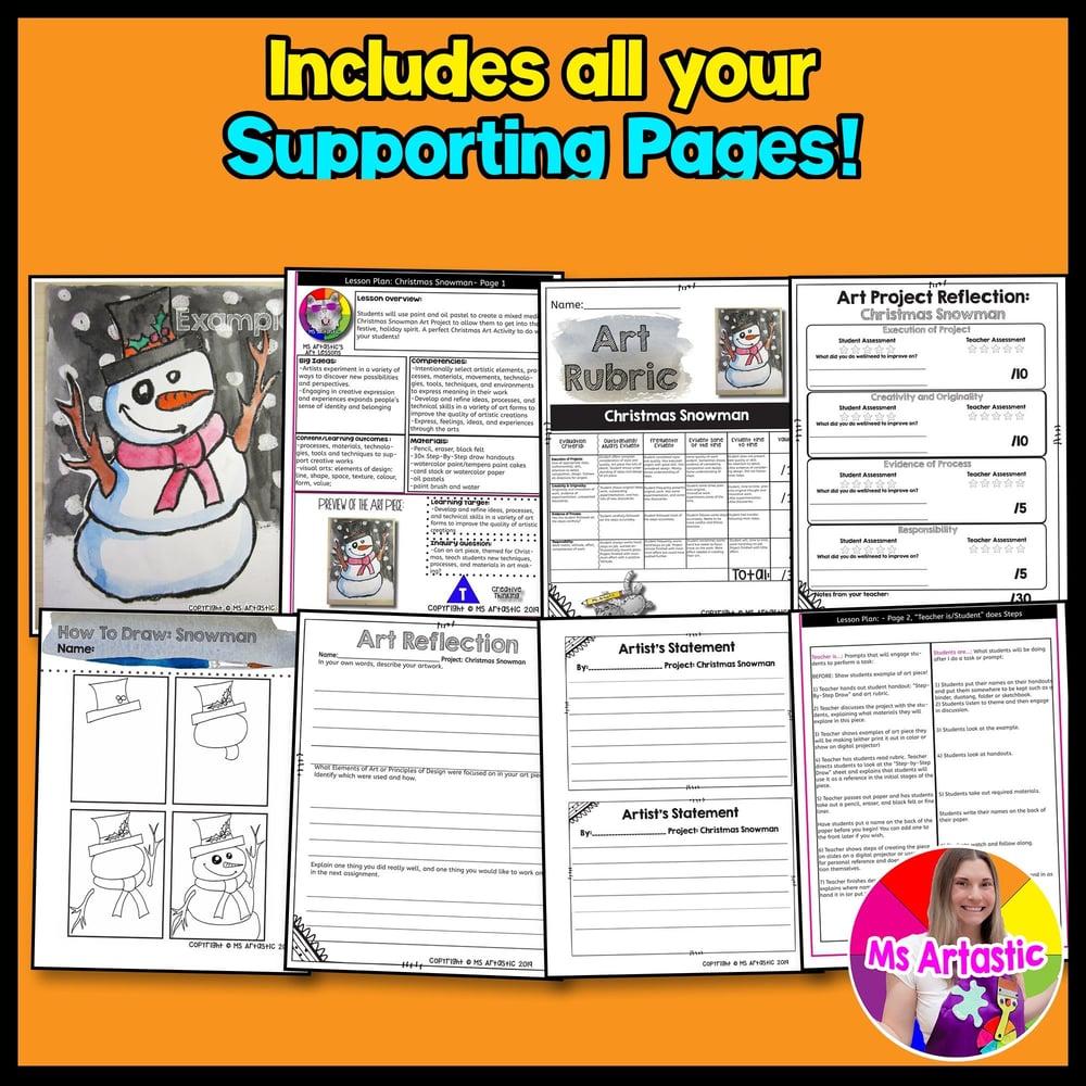 Winter Art Project Snowman Art Lesson Winter Art Lesson Snowman Art Activity – image 3