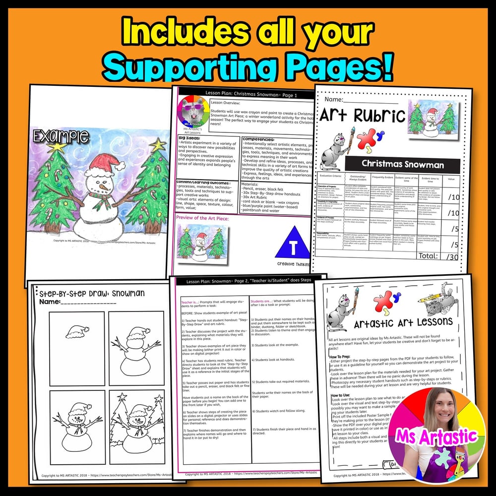 Christmas Art Project Snowman Art Lesson Christmas Art Activity December – image 3