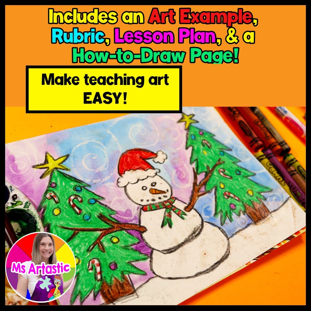 Christmas Art Project Snowman Art Lesson Christmas Art Activity December – image 2
