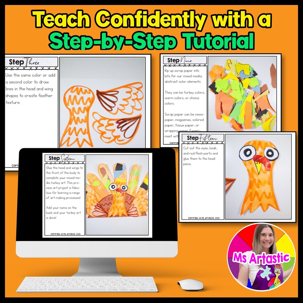 Thanksgiving Art Project Turkey Art Lesson Craft Activity Primary Homeschool – image 4