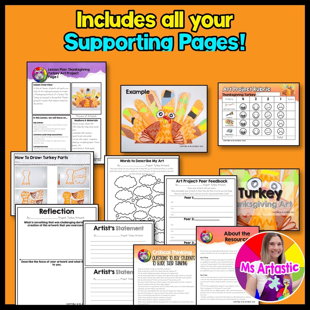 Thanksgiving Art Project Turkey Art Lesson Craft Activity Primary Homeschool – image 3