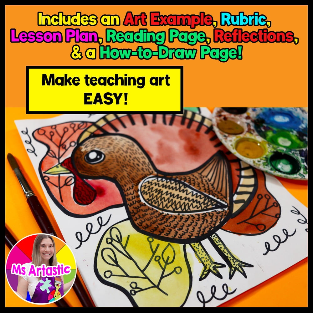 Art Project Thanksgiving Art Lesson Turkey Line Artwork October November Art – image 2