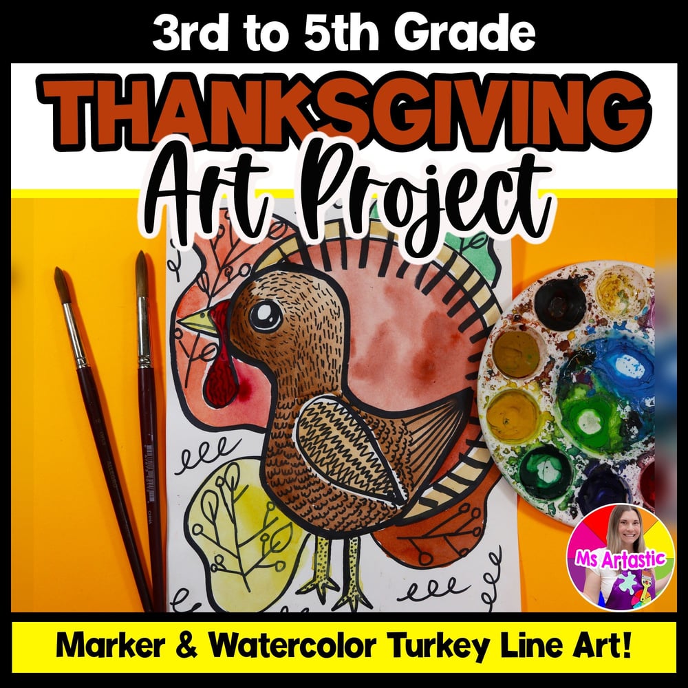 Art Project Thanksgiving Art Lesson Turkey Line Artwork October November Art