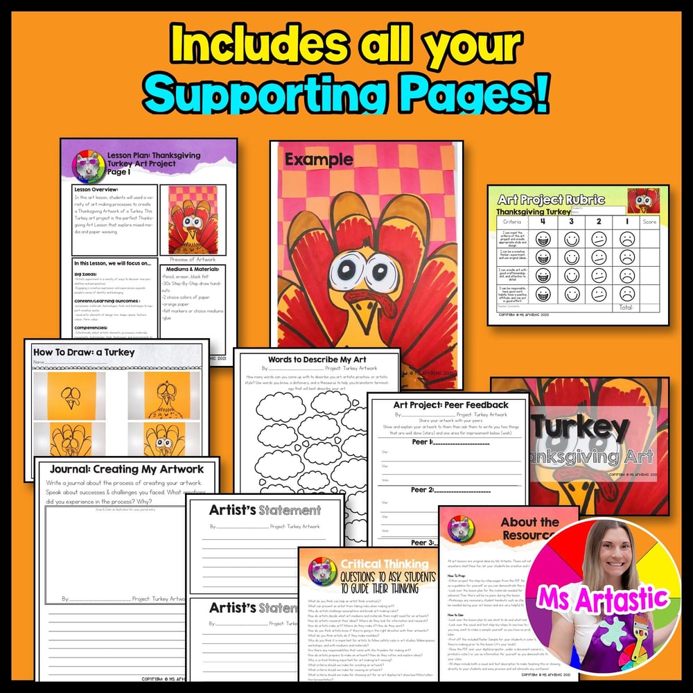 Thanksgiving Art Project Turkey Art Lesson Thanksgiving Art Activity Artwork – image 3