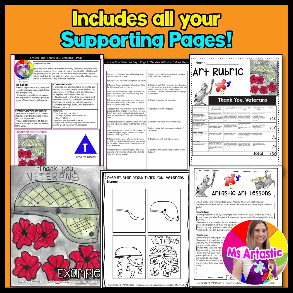 Veterans Day Art Lesson Thanking Veterans Art Project Veterans Day Activity – image 3