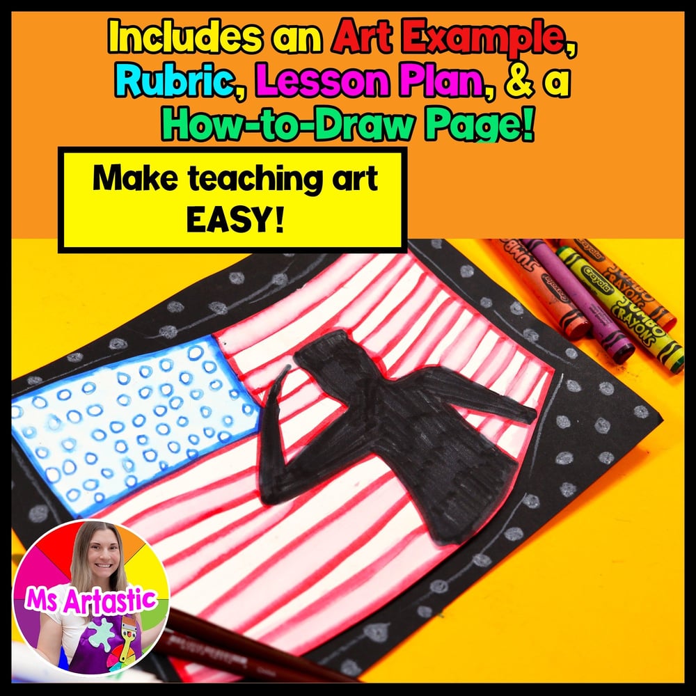 Veterans Day Art Lesson Honoring Veterans Art Project Memorial Day USA Flag – image 2