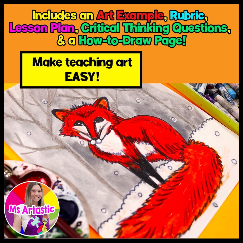 Winter Art Lesson Red Fox Winter Art Project Winter Art Activity January Artwork – image 2