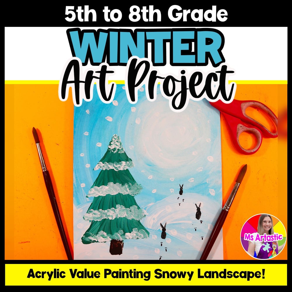 Winter Art Lesson for Landscape Painting Art Project Winter Art Activity Snow