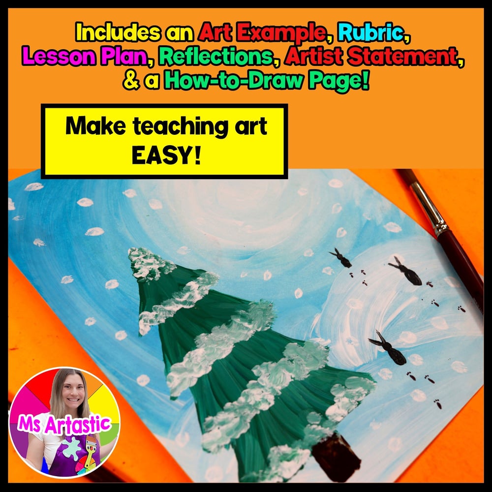 Winter Art Lesson for Landscape Painting Art Project Winter Art Activity Snow – image 2