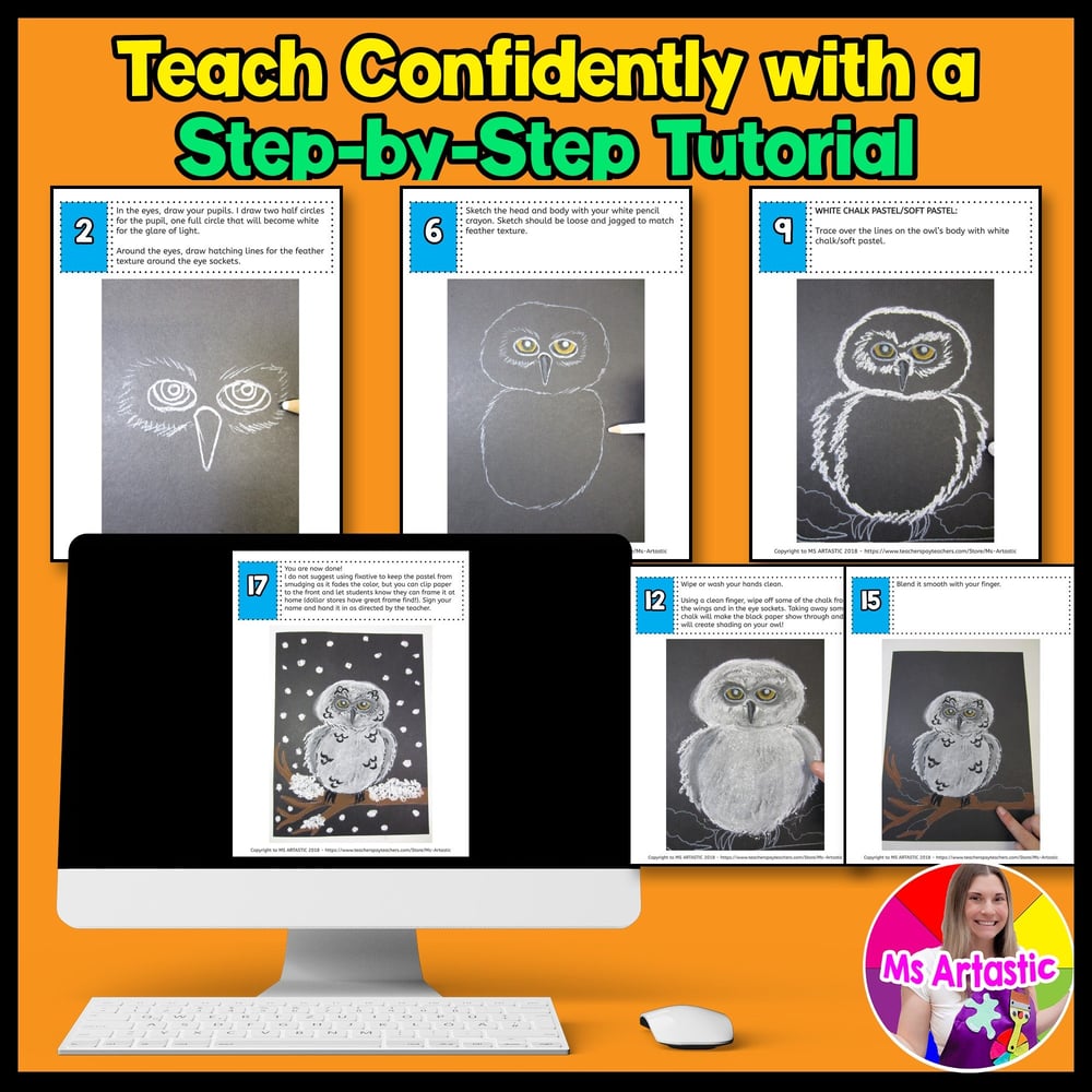 Snowy Owl Art Project Winter Art Lesson Winter Art Activity Owl Art Lesson – image 4