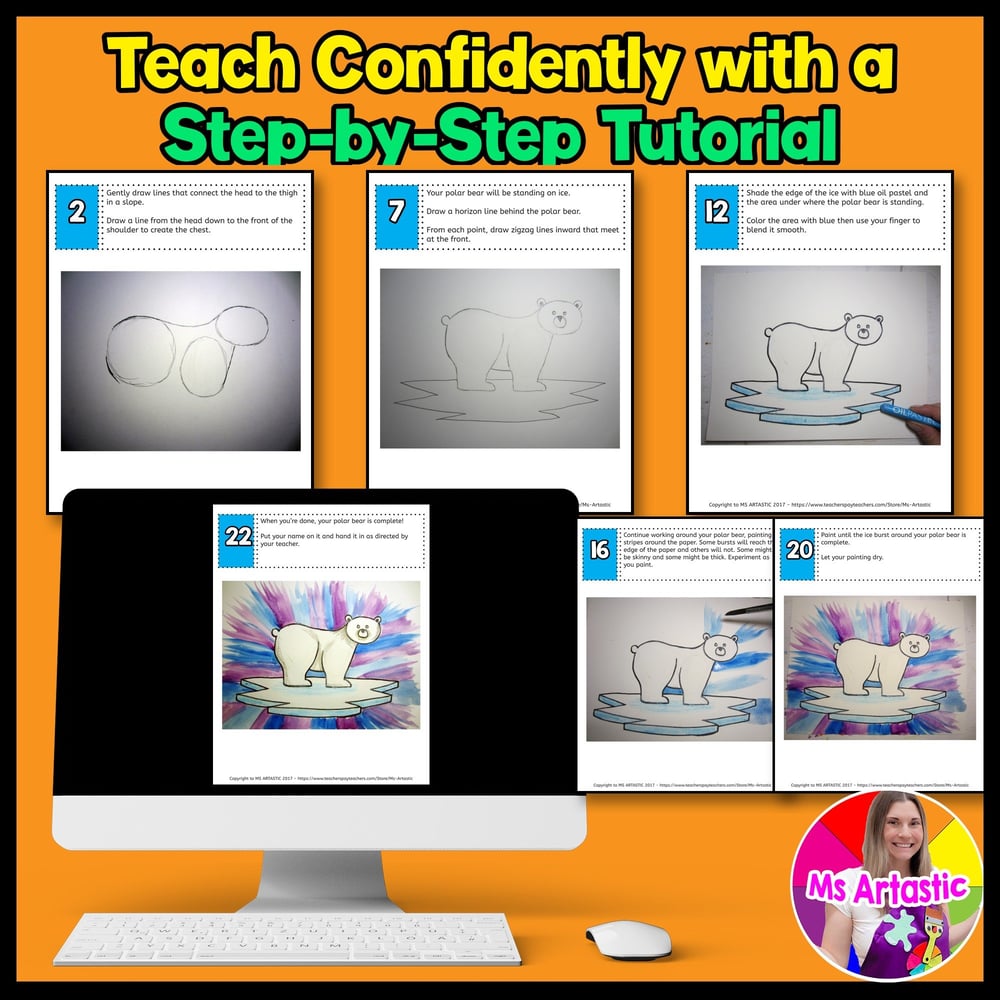Winters Cool Colors Art Lesson Polar Bear Art Project Winter Art Activities – image 4