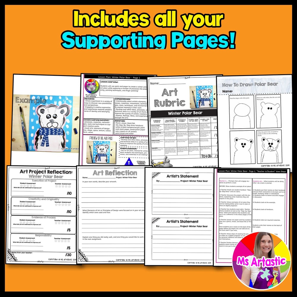 Winter Art Lesson Polar Bear Art Project Art Activity Kindergarten Art Lesson – image 3