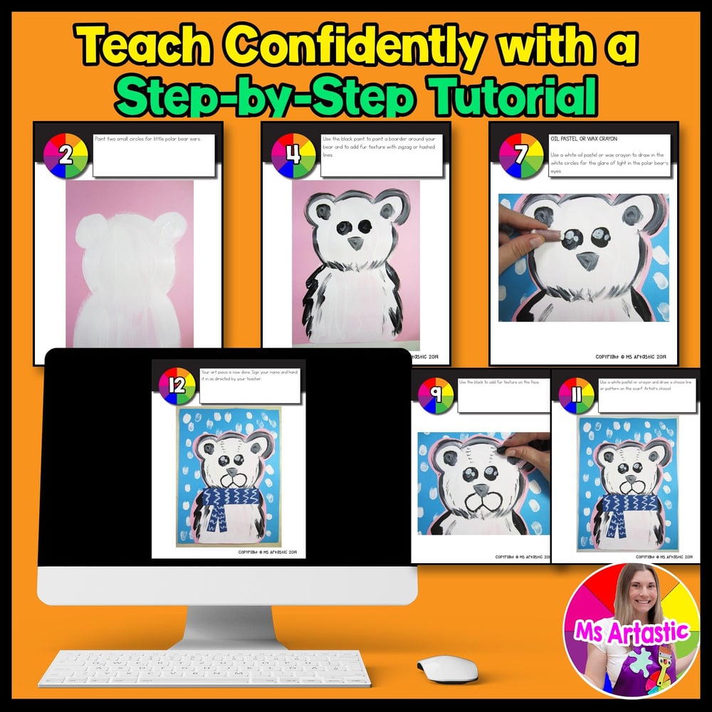 Winter Art Lesson Polar Bear Art Project Art Activity Kindergarten Art Lesson – image 4