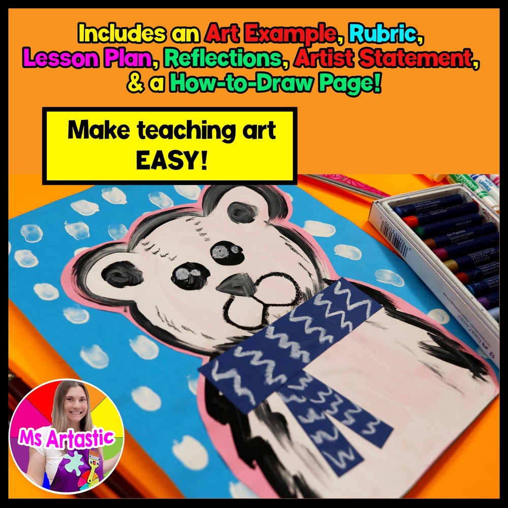 Winter Art Lesson Polar Bear Art Project Art Activity Kindergarten Art Lesson – image 2