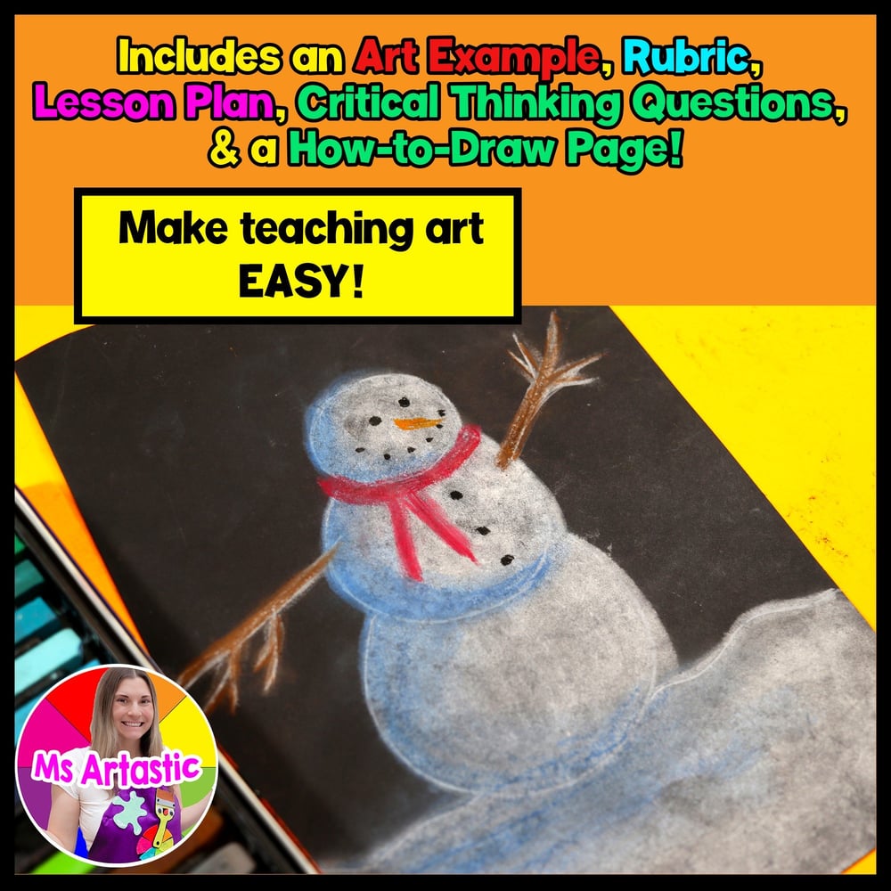 Element of Art Value Art Project Snowmen at Night Snowman Winter Art Lesson – image 2