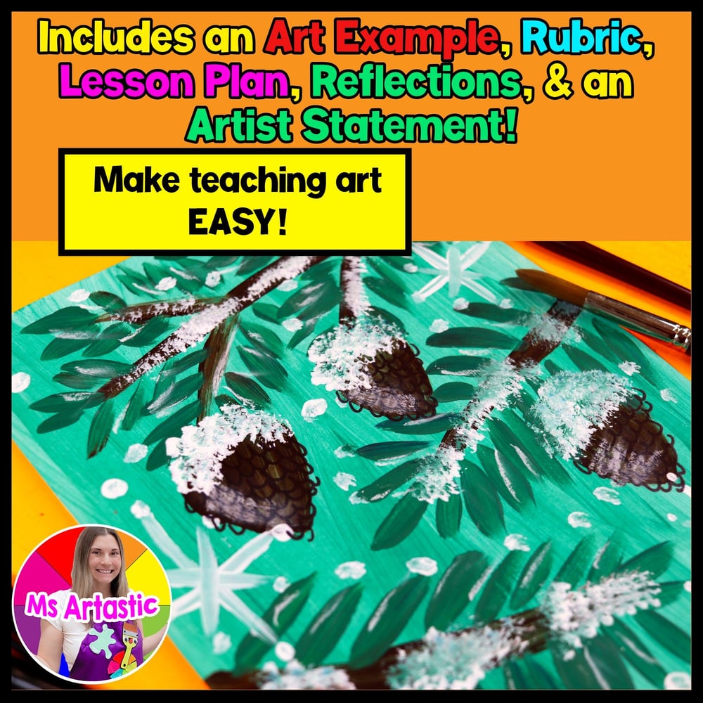 Winter Art Project Pine Cone Painting Art Lesson Winter Art Activity – image 2