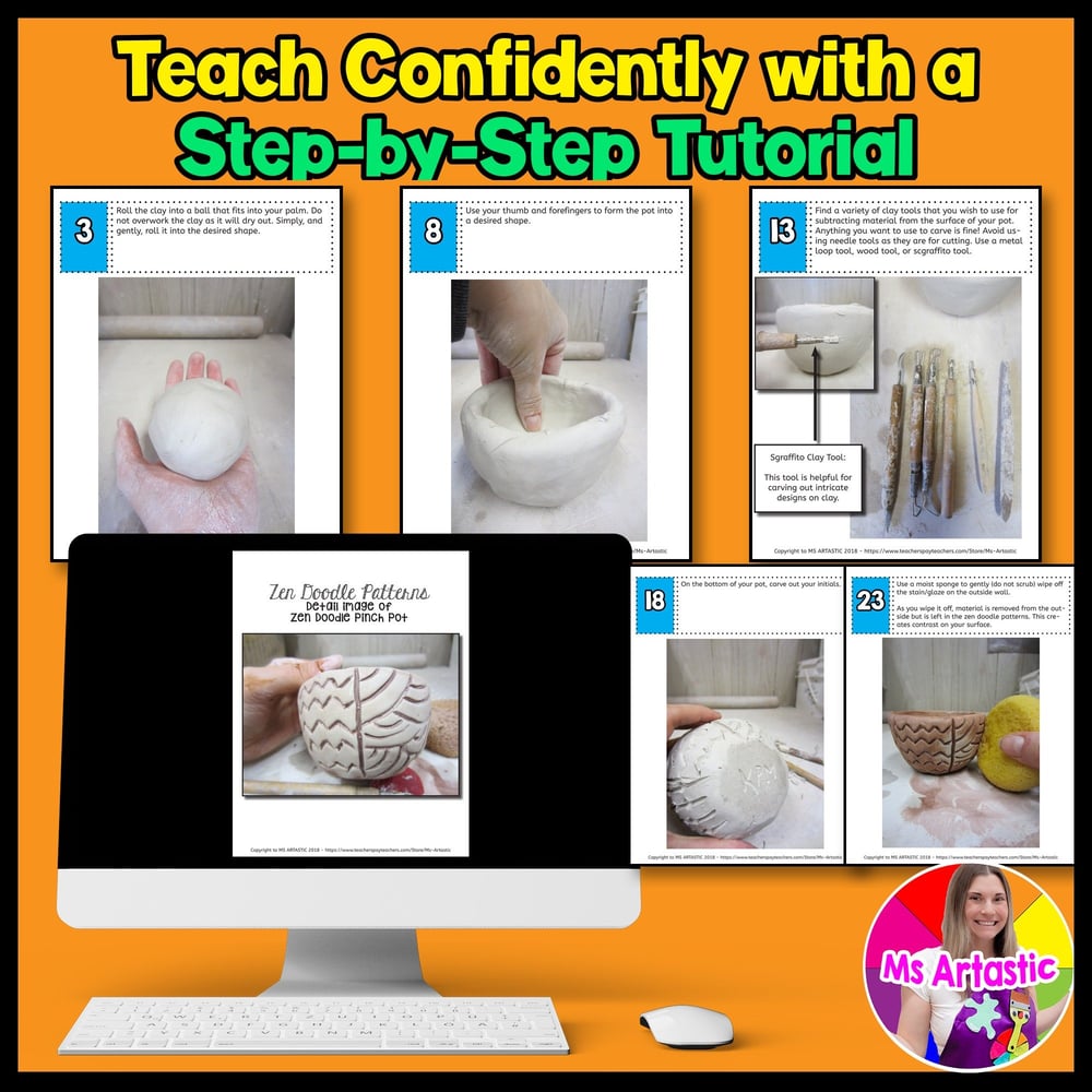Ceramics Art Lesson Clay Doodle Pinch Pots Artwork Sculpture Ceramic Art Project – image 4