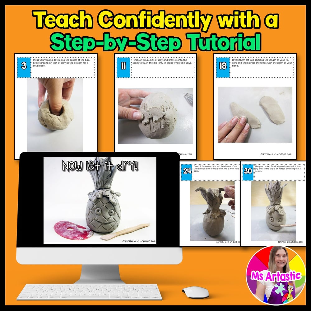 Ceramic Pineapple Clay Sculpture Art Lesson Plan Clay Pottery Summer Art Project – image 4