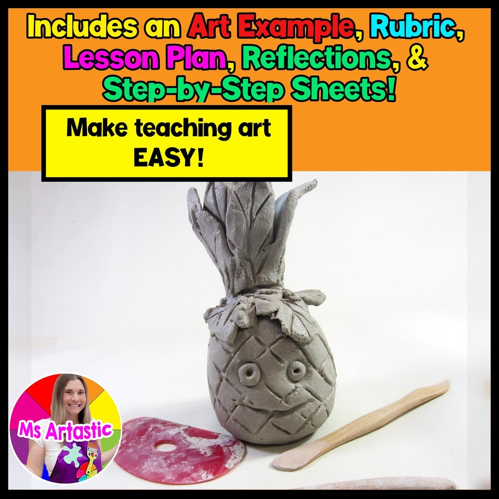 Ceramic Pineapple Clay Sculpture Art Lesson Plan Clay Pottery Summer Art Project – image 2