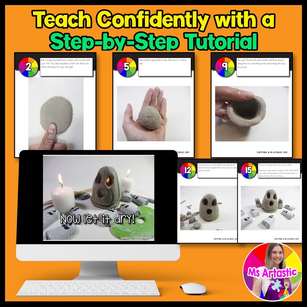 Ceramic Art Lesson Clay Art Project Ghost Art Tea Light Activity – image 4