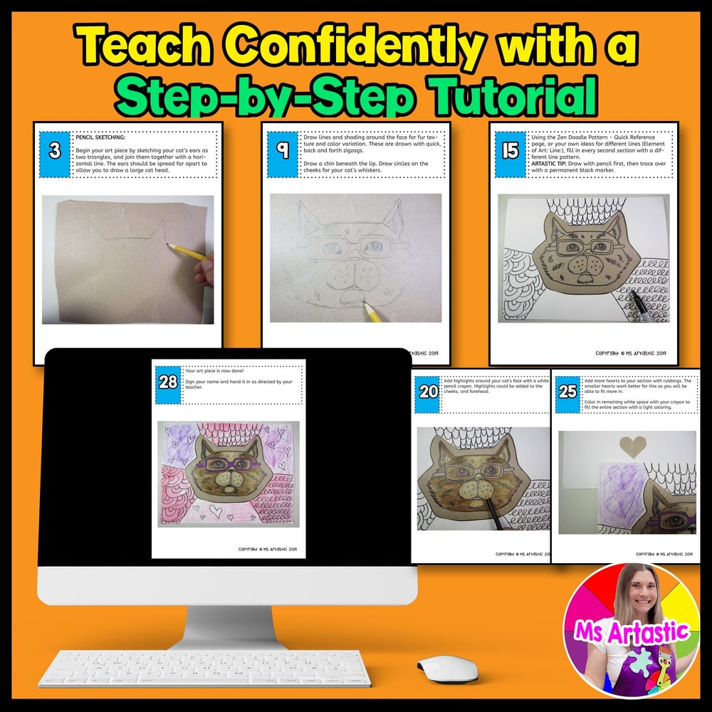 Valentines Day Art Lesson Cat Valentines Art Project Activity Vday Art Lesson – image 4