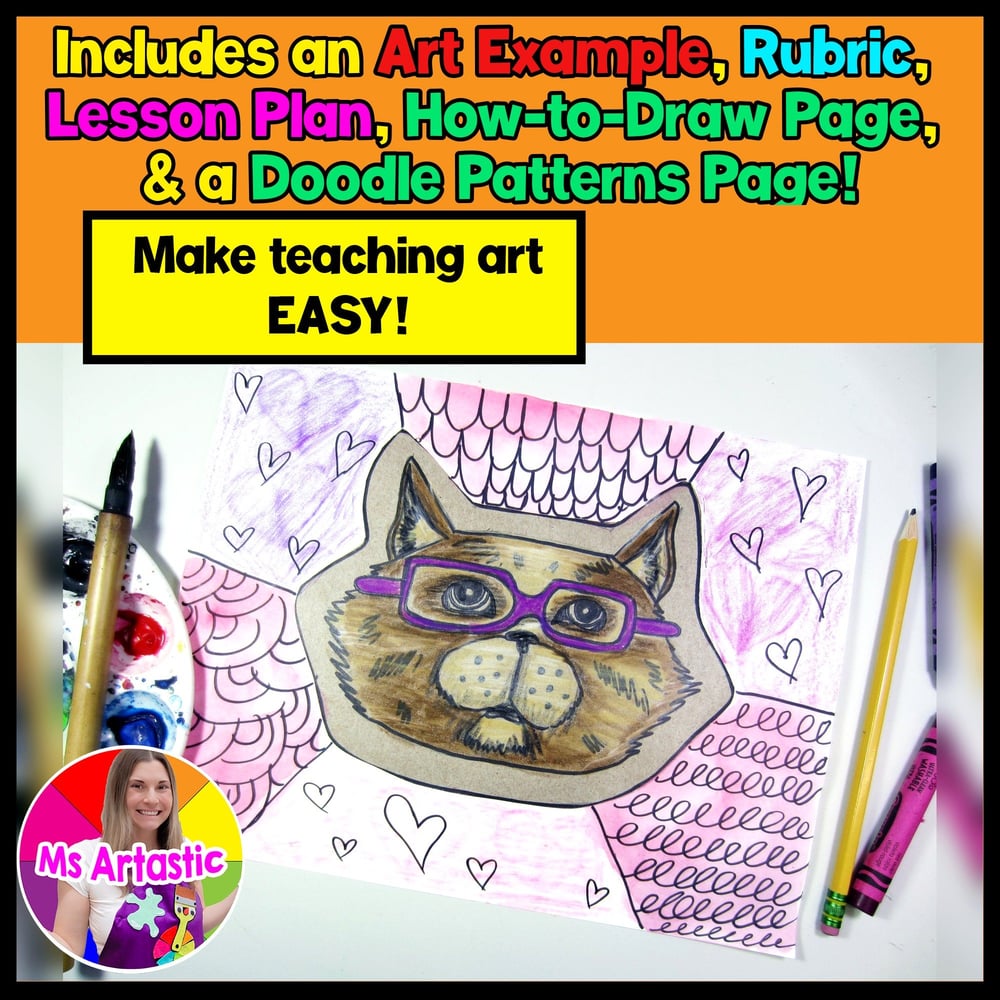 Valentines Day Art Lesson Cat Valentines Art Project Activity Vday Art Lesson – image 2