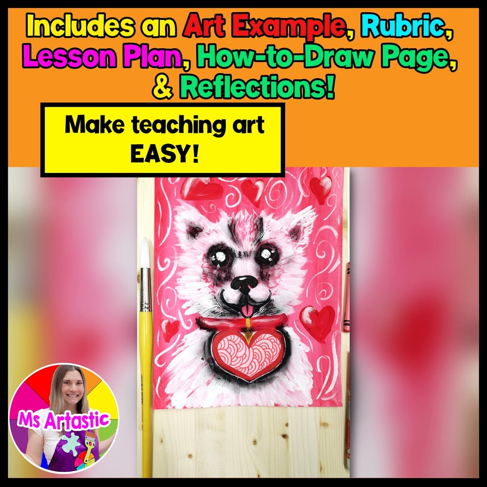 Valentines Day Art Project Puppy Painting Valentines Art Lesson Activity – image 2