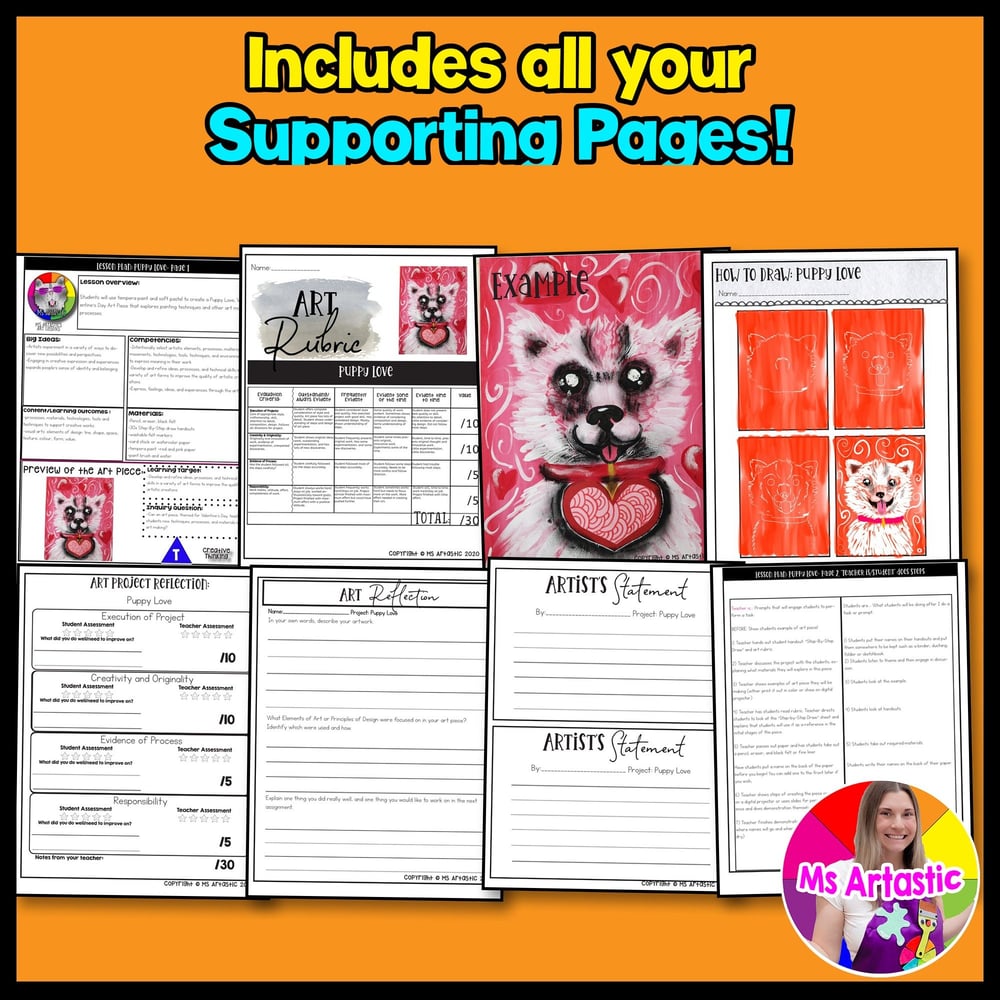 Valentines Day Art Project Puppy Painting Valentines Art Lesson Activity – image 3