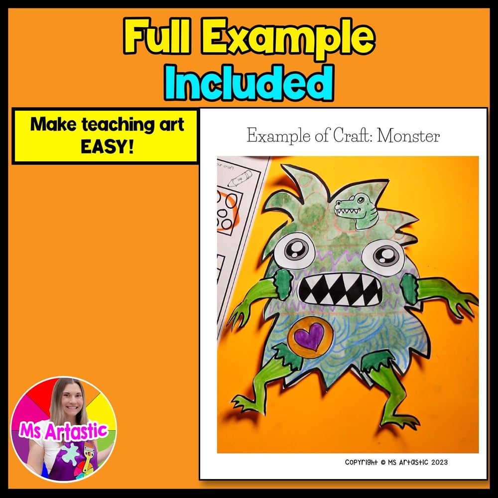 Monster Craft Halloween Craft and Write Writing Prompts Sub Plans Activity – image 2
