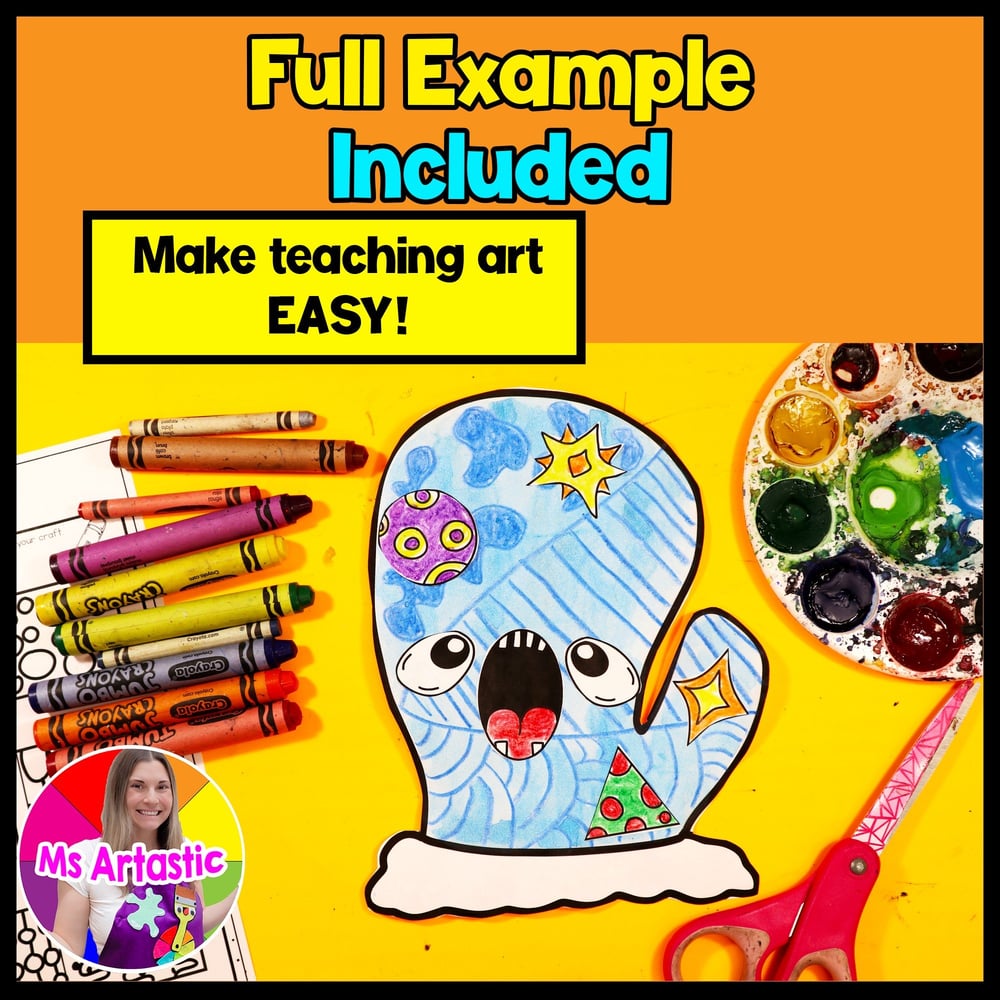 Winter Mitten Craft Writing Prompt Worksheets Sub Plans Winter Art Lesson – image 2
