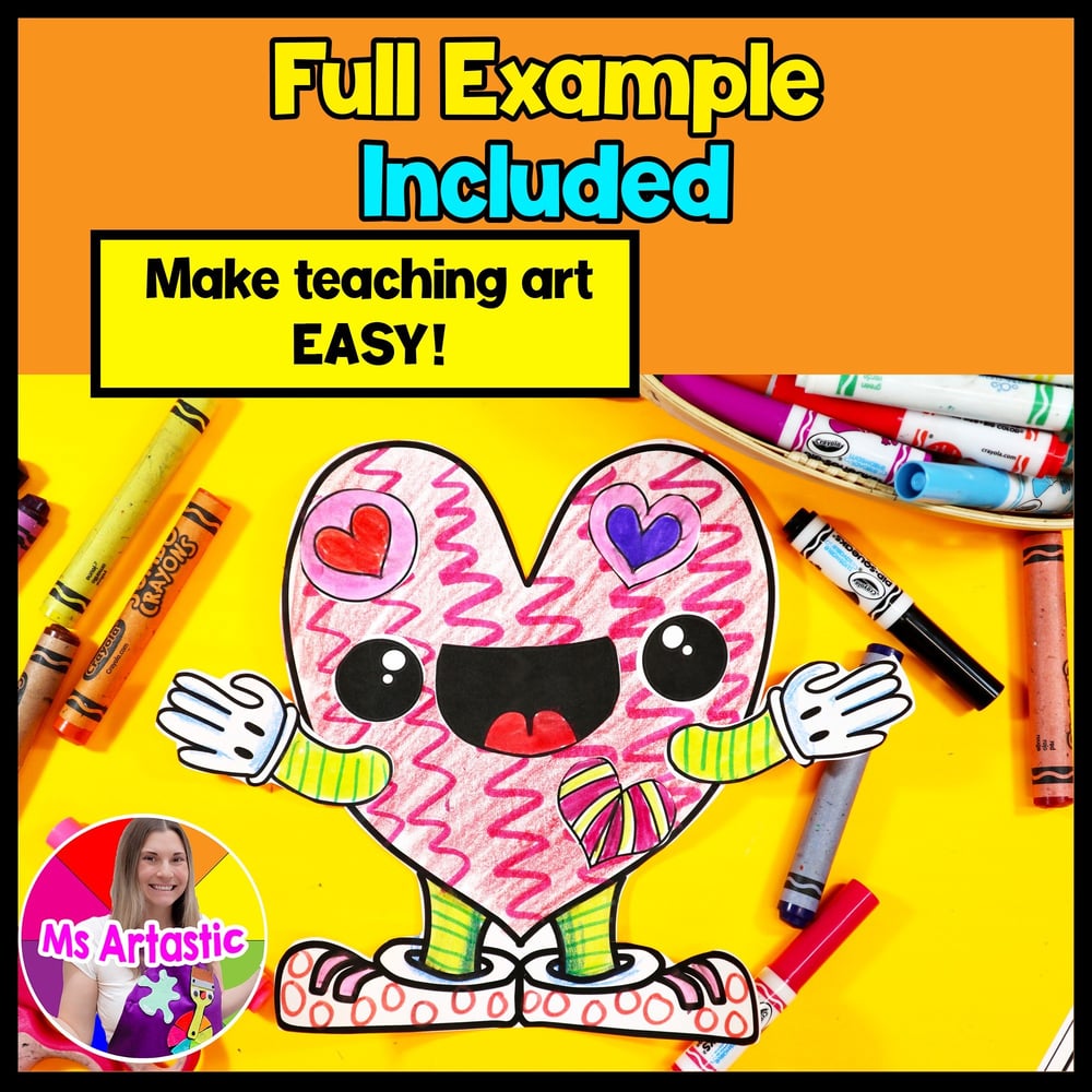 Valentines Day Craft Writing Prompt Worksheets Heart Art Activity Art Lesson Sub – image 2