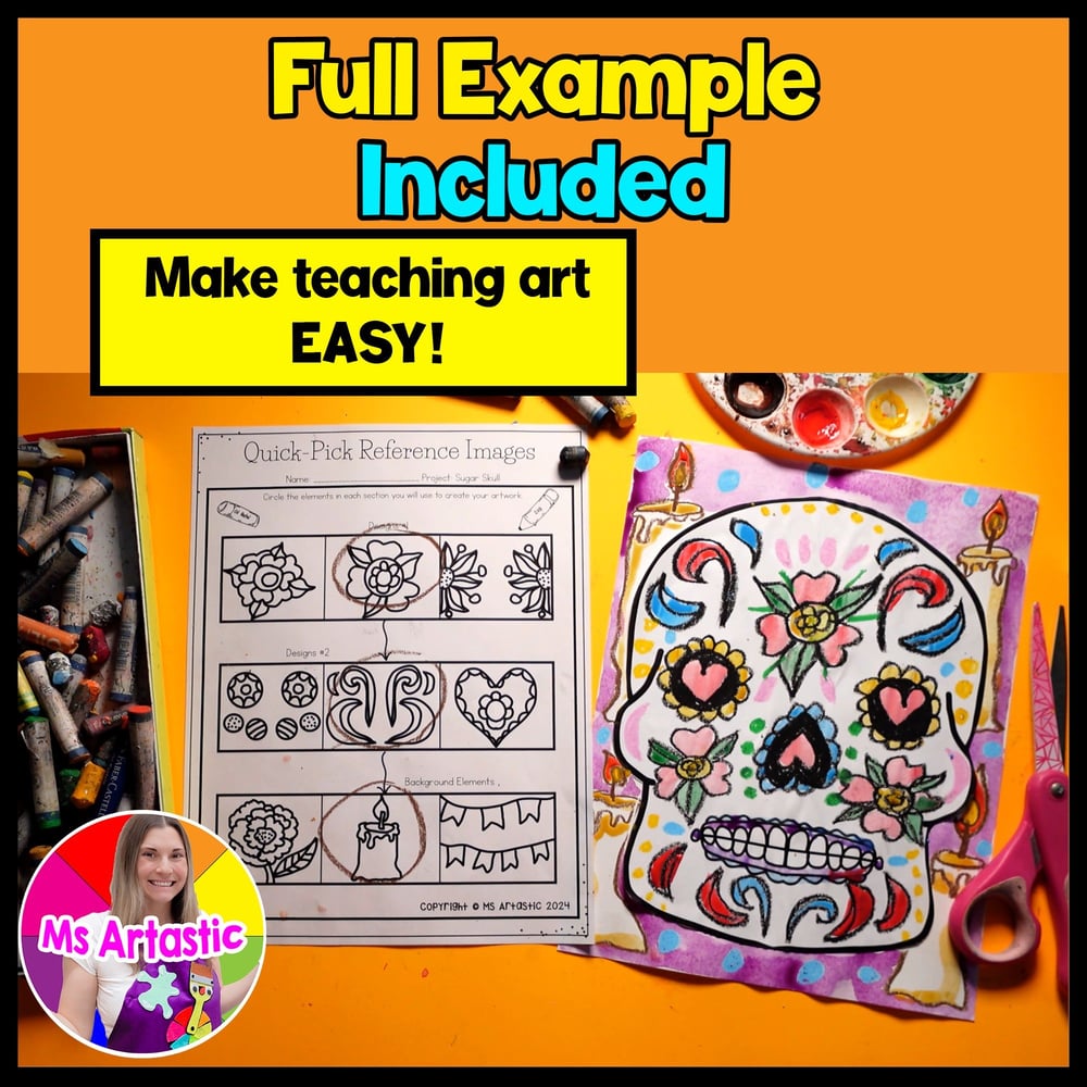 Sugar Skull Art Lesson Writing Prompts Día de los Muertos Day of the Dead – image 2