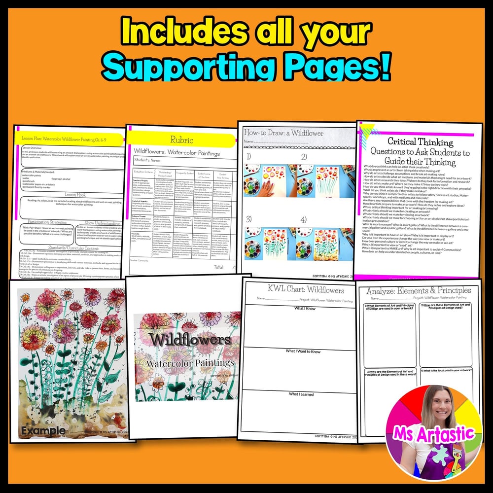 Art Lesson Watercolor Wildflowers Art Project Middle School Painting Artwork – image 3