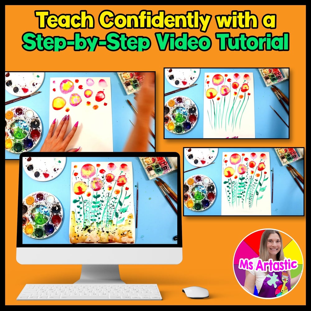 Art Lesson Watercolor Wildflowers Art Project Middle School Painting Artwork – image 4