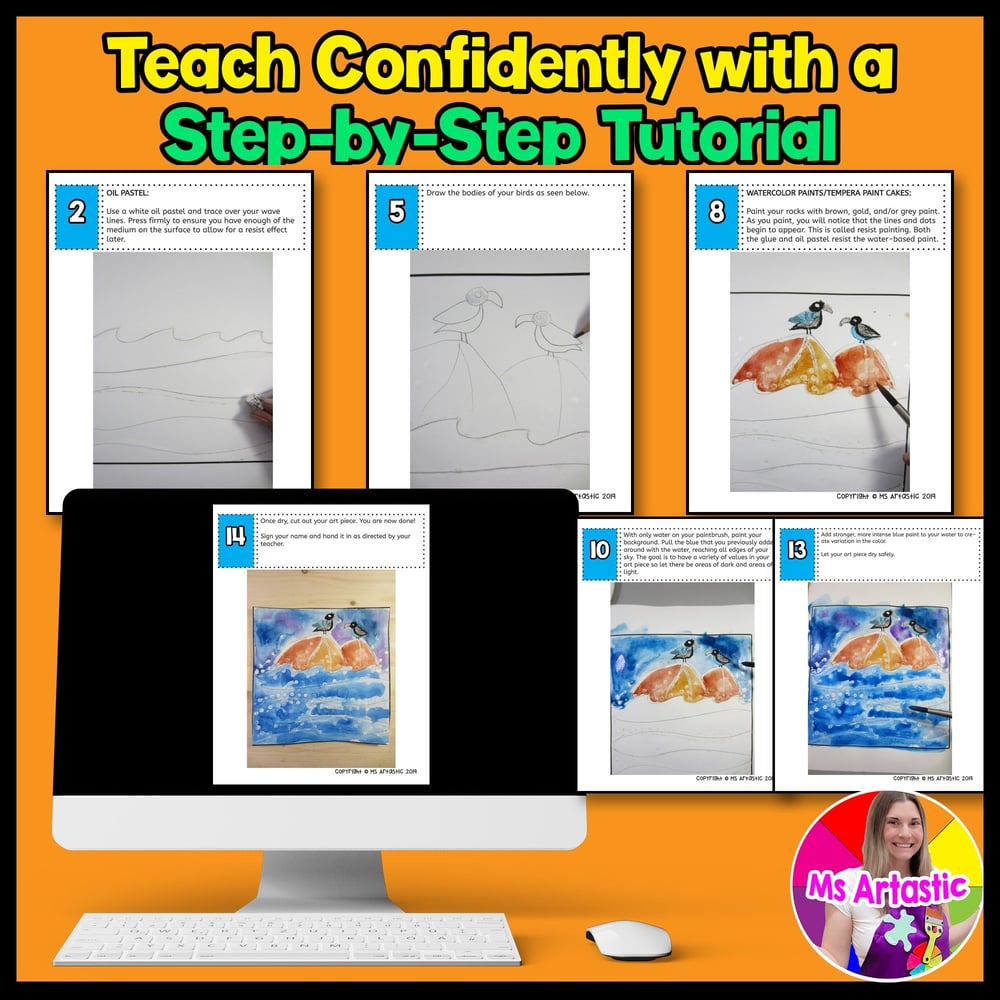 FREE Summer Art Project Ocean Birds Art Lesson Freebie Art Activity – image 4