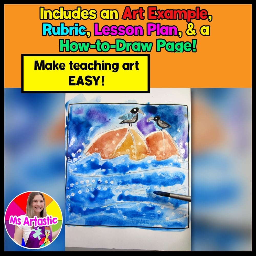 FREE Summer Art Project Ocean Birds Art Lesson Freebie Art Activity – image 2